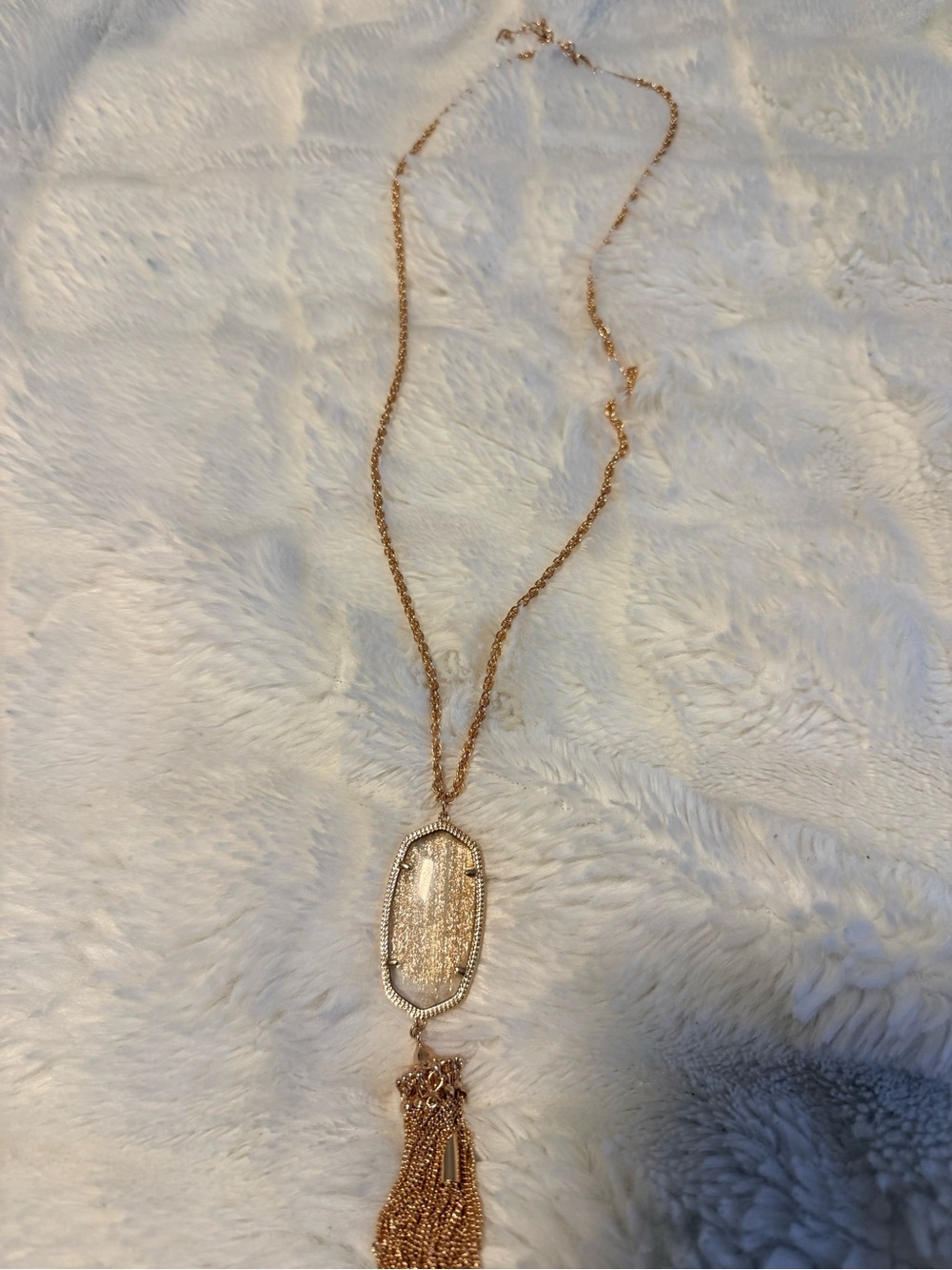 Kendra Scott Rayne Gold Dusted Glass Rose Gold Tassel Necklace – Retired - Picture 2 of 3